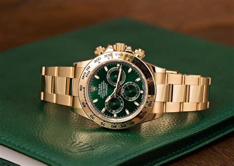 rolex gold green leather|gold rolex with green face.